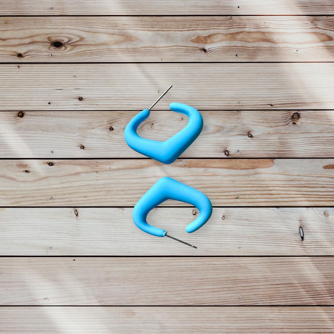 Blue Twist Hoops