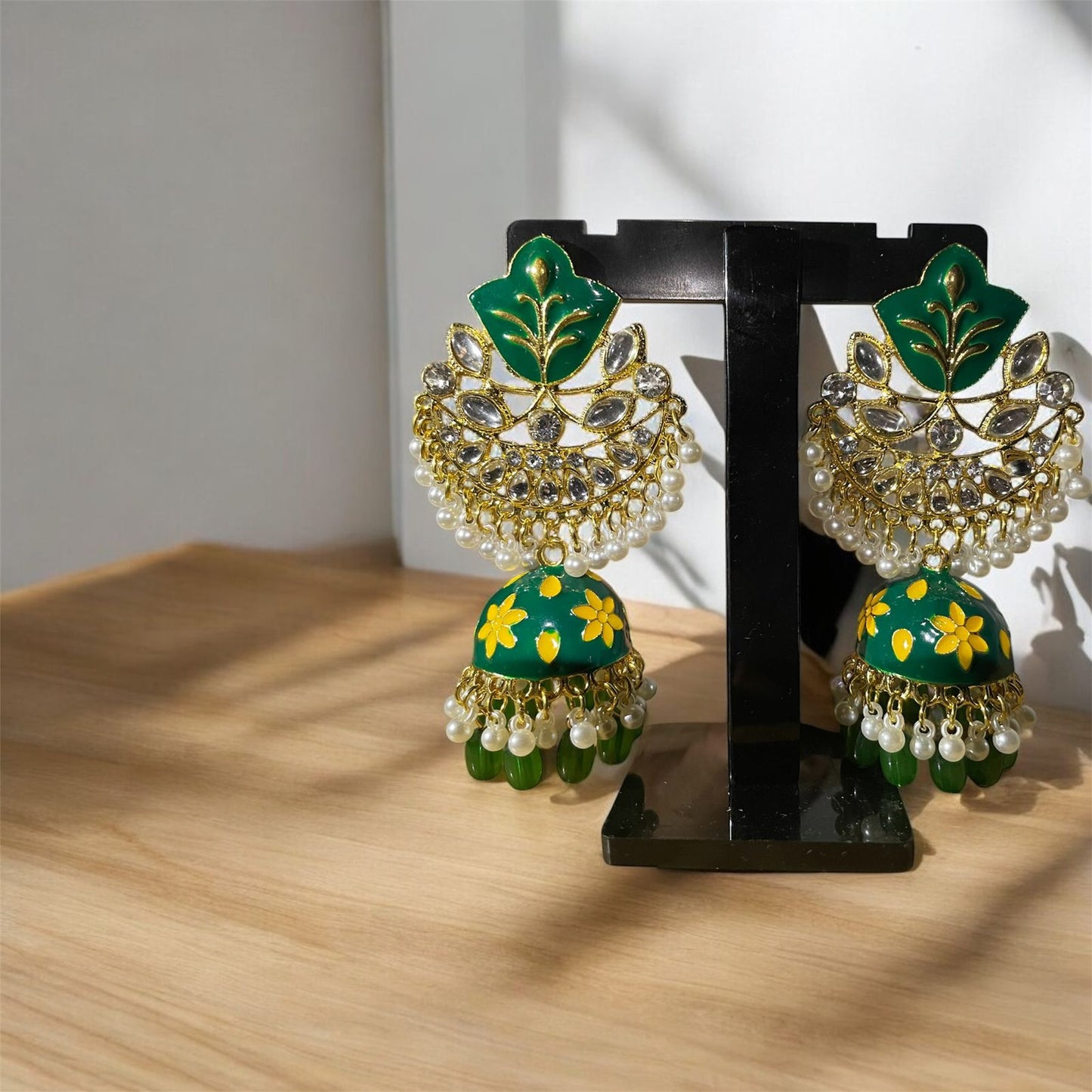 Emerald Blossom Jhumkas