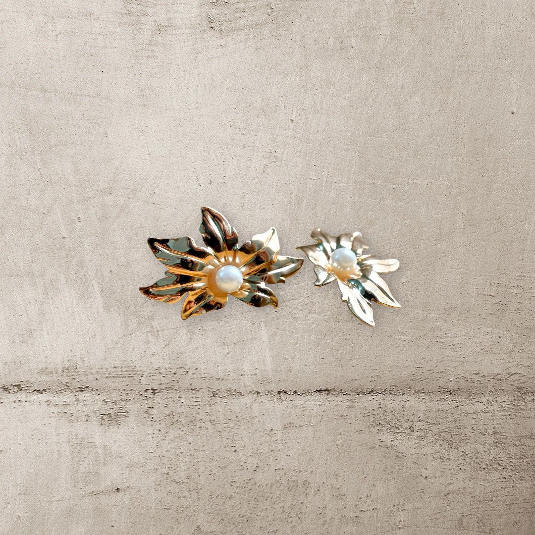 Golden Bloom Pearl Studs