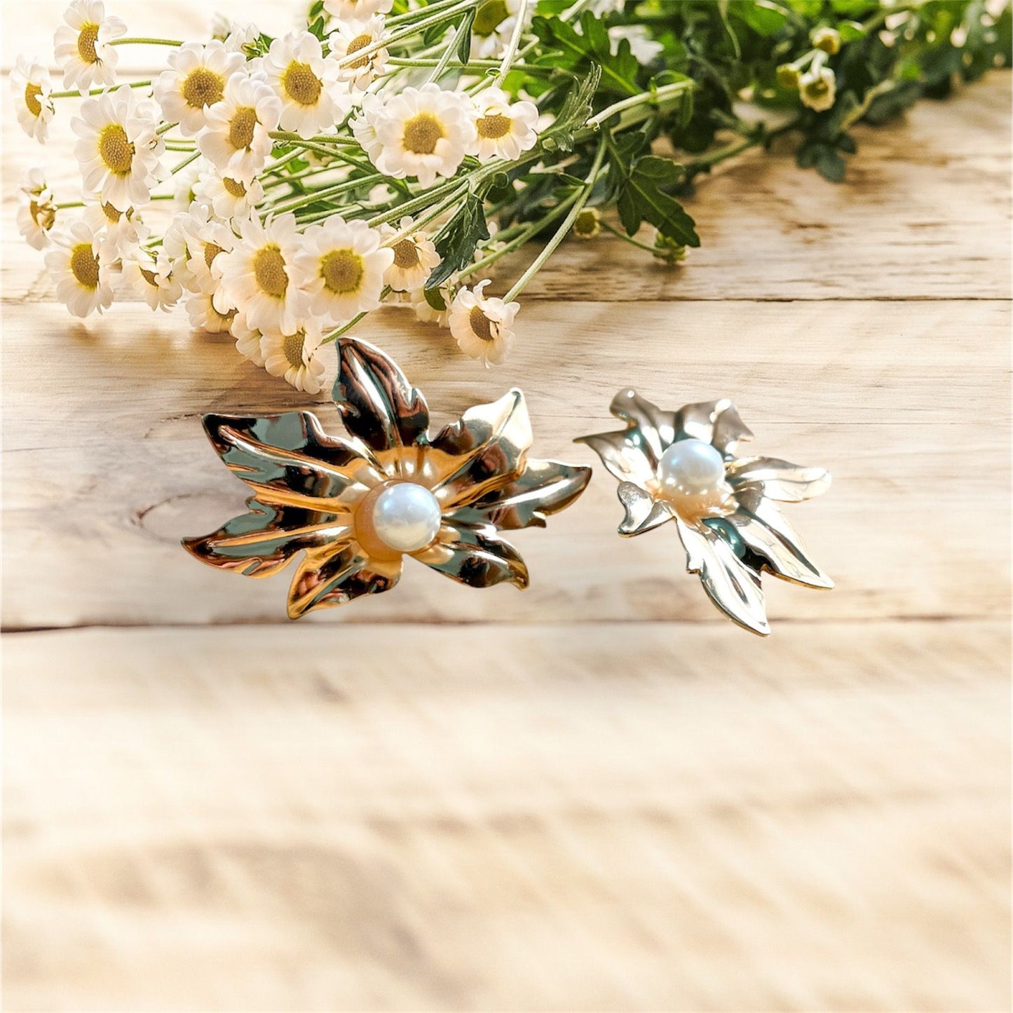 Golden Bloom Pearl Studs