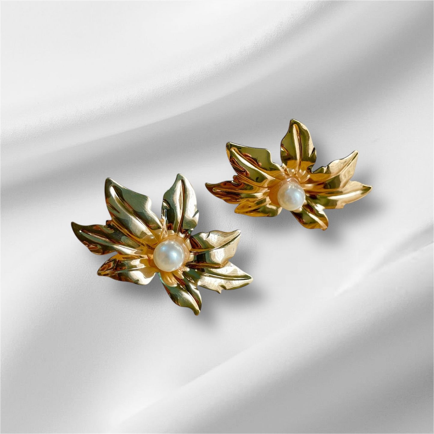 Golden Bloom Pearl Studs